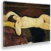 Giallobus - Quadro - Amedeo Modigliani - Nudo su Lenzuola Verdi - Tela Canvas Telaio Standard - 140x100 - Pronto da Appendere - Quadri Moderni per la casa