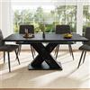 LPdorbe Tavolo da pranzo allungabile nero effetto marmo 119-158,5 cm, design moderno a X, tavolo da cucina per 4-6 persone