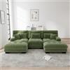 MOHUANG Lussuoso divano angolare modulare oversize a forma di U Cloud Couch per soggiorno, seduta profonda, divano letto convertibile con pouf, in ciniglia, verde
