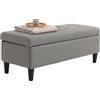 HOMCOM Cassapanca 136L Pouf Contenitore Poggiapiedi Grande, 2 Posti, Grigio | 110x41x42cm, Seduta Imbottita, Panca Contenitore Finta Pelle adatta a Animali Domestici, Struttura Legno, 150kg, Soggiorno