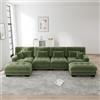 MOHUANG Divano angolare modulare a forma di U per soggiorno, 4 posti, comodi divani cloud con pouf mobile, combinazione fai da te, ciniglia, verde