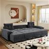 Gojyjqytupo Divano letto a forma di U, 278 cm, trasformabile, con letto estraibile | con funzione di ricarica USB, cuscino per braccioli rimovibili, design modulare extra large, divano moderno per soggiorno