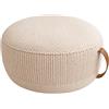 Tata Home Pouf Poggiapiedi Sgabello Rotondo Imbottito Soggiorno Puff Camera Sfoderabile con Zip in Tessuto Intrecciato Panna Lavabile Mod. Sahara