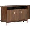 Azkoeesy Credenza 140 cm con Ante Dorate e Gambe in Legno Massello, Noce | Angoli Ovali, Design a Strisce, Per Soggiorno, Per Sala da Pranzo, 140 x 40 x 78 cm