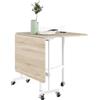 HOMCOM Tavolo da Pranzo Pieghevole Industriale 120x80x73cm Rovere-Bianco | Tavolo Cucina a Ribalta, Ruote a Freno, per 4-6 Persone, Scrivania Richiudibile, Struttura in Acciaio, per Soggiorno