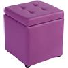 DOCOXA Pouf Contenitore in Similpelle, Sgabello con Seduta, cubo con Cerniera Superiore, Organizer Box, Sedile Singolo (Viola 30x30x35 cm (12x12x14 Pollici))