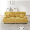 MOHUANG Cloud Divano angolare per soggiorno, divano matrimoniale in ciniglia con 2 cuscini lombari e 2 cuscini decorativi, struttura in legno massello, giallo