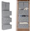 FEILANDUO Organizer da appendere alla porta, in macramè, stile bohémien, 3 tasche, cestino da appendere alla parete per bagno, appartamenti, ufficio, organizer dietro la porta (grigio, 3 ripiani)
