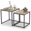 HOMEA Set 2 Tavolini da Salotto Impilabili Moderno - Tavolini da Caffè con Piano Effetto Rovere e Struttura in Metallo Nero, Tavolini da Divano Salvaspazio per Soggiorno, Camera e Ufficio