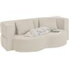 SoBuy divano letto 2 posti divano convertibile con 2 cuscini per soggiorno | Divano letto matrimoniale con schiuma 25D e rivestimento in velluto a coste, senza montaggio, beige, FST101-MI