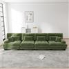 MOHUANG Divano angolare modulare 4 posti con seduta profonda, divano letto in ciniglia, comodo divano imbottito per soggiorno, appartamento, studio, ufficio, verde