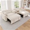 Easexcy Divano letto a forma di U da 284 cm, con schienale regolabile, tavolino da caffè con 2 portabicchieri, 4 cuscini, rivestimento in ciniglia (beige)