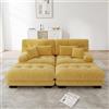 MOHUANG Cloud Divano angolare per soggiorno, divano matrimoniale in ciniglia con 2 cuscini lombari e 2 cuscini decorativi, divano imbottito con braccioli larghi e 2 ottomane, giallo