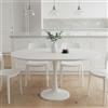 Aislinglen Tavolo rotondo allungabile bianco, 100-140 x 100 x 75 cm, Tavolo da pranzo rotondo allungabile per 2-6 persone, Tavoli rotondi per sala da pranzo, cucina