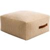 Tata Home Pouf Poggiapiedi Sgabello Rotondo Imbottito Soggiorno Puff Camera Sfoderabile con Zip in Tessuto Vellutato Beige Lavabile Mod. Earth