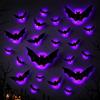 Fancysky Decorazioni Halloween, Pipistrelli 3D LED Luminosi (24 Pezzi-Viola)