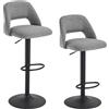 Goeurvant Set 2 sgabelli da bar regolabili in altezza, girevoli a 360° con schienale, design moderno e versatile, ideali per cucina e bancone.