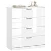 HOMCOM Cassettiera Camera da Letto 4 Cassetti, 70x34x79 cm, Bianco Lucido | Comò Camera da Letto Moderno, Maniglie Scavate Integrate, Cassettiera Salvaspazio, per Corridoio Soggiorno Ingresso
