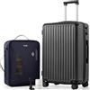 COOLIFE Valigetta sottovuoto, Nero , L, Set da 2 pezzi: 1 sacchetto sottovuoto (con pompa elettrica) + valigetta da 61 cm