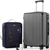 COOLIFE Valigetta sottovuoto, grigio., L, Set da 2 pezzi: 1 sacchetto sottovuoto (con pompa elettrica) + valigetta da 61 cm