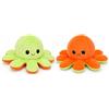 Generisch Peluche a forma di polpo, reversibile, 30 cm, con due emozioni, morbido, idea regalo (verde, arancione)