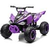 LALAHO Quad elettrico per bambini, 12 V, con fari a LED, musica e clacson, auto elettrica con 4 ruote antiscivolo e avviamento lento, per bambini da 3 a 8 anni (viola 1)
