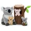 MorisMos XXL Koala Peluche Gigante, 30cm Grigio Grande Koala con 3 Kawaii Babies, Realistico Morbido Giocattolo di Peluche Regalo per Bambini Compleanno Natale