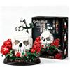 HIGH GODO Set di mattoncini da costruzione con morsetto, 582 pezzi, teschio a LED in rose con croce, decorazione gotica per la casa, regalo di compleanno per Halloween, per collezionisti