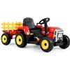 SOARS Trattore Elettrico per Bambini 12V con Rimorchio Rimovibile (Rosso) | Trattore Cavalcabile con Telecomando e Pedale Acceleratore, Veicolo con Multimedia, Clacson e Luci, Carico 30 kg