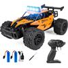 MaxBinTon Macchina Telecomandata 1:16, Fuoristrada, Arancione | 2 batterie da 60 min, 20 km/h, 2,4 GHz 5 canali senza interferenze, fari a LED, lega