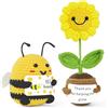 Vicloon Mini Positive Doll, Positive Doll Peluche, Piante in Vaso Positive all'Uncinetto, Mini Girasole e Ape Divertenti con Carta Positiva, per Festa di Compleanno Regalo, Familiari Amici Regali