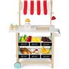 COSTWAY Carretto dei Gelati in Legno per Bambini, con 6 Gelati Giocattolo, Bilancia a Forma di A, Campanello Funzionante, Gelateria per Bambini + 3 Anni, 79 x 29 x 100 cm (Rosso)