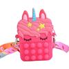 Damaiyyy Pop Push It Borsa a Tracolla,Popit Borsa per Giocattoli Sensoriali Fidget Antistress Fidget Toys Silicone, Unicorno Rosa per Bambini Adulti Regali