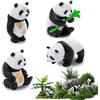 FLZONHUT Panda Figurine,4PCS Panda Mini Figure,Decorazioni per Torta | Topper per Torta con Panda,Mini Panda Ornamenti Miniatur Panda Figuren per Feste Compleanno,Giocattoli Decorazioni