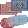 FINGERINSPIRE 6 Pz Tappeti in Miniatura per Casa delle Bambole, 2 Stili Tappeti in Tessuto Vintage con Stampa Floreale Ornamenti in Miniatura Tappeto Rettangolare e Ovale con Stampa Floreale