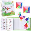 Vanmor Puzzle Tangram da viaggio con 2 set di piastre magnetiche, forma Montessori e blocchi di modello, puzzle per viaggi in auto, con 368 opzioni di soluzione, giocattolo educativo IQ Book