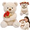 Mineup Orsacchiotto con Rosa, 30CM Orso Di Peluche Per San Valentino | Orsacchiotto Peluche per Bambini e Ragazze, Mamma, Compleanni, Decorazione Casa per Divano Camera Scrivania Soggiorno