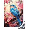 JZBQWGFHMVLD Uccello Blu Puzzle 1000 Pezzi Carta per Adulti Ramo Fiorito Scena Primavera Gioco di Puzzle 1000 Pezzi Relax Decorazione Regalo 38x26cm/1000pcs