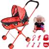 HDBHSBE Bambola per baby con passeggino set bambola con suono realistico con passeggino e 8 pc accessori giocattolo in metallo per gioco interattivo di ruolo finta