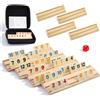 Sweylomi Rummy Cup - Gioco da tavolo per 2-8 giocatori, 214 piastrelle in melamina, 8 supporti in legno, valigetta premium e borsa, gioco da viaggio per adulti per casa, feste, viaggi o divertimento all'aperto