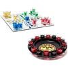 Relaxdays 2X Set Giochi Alcolici per Bere, per Adulti, Roulette Alcolica & Ludo, Accessori Feste e Party, Ognuno con 16 Bicchieri