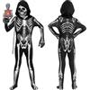 LGZIN Costume Scheletro per Bambini, Halloween Vestito da Scheletro Bambinio | Tuta da Scheletro Ragazzi con Maschera, Lampada del Teschio e Catene, Travestimento Horror per Halloween Carnevale Cosplay