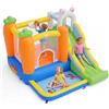 COSTWAY Castello Gonfiabile per Bambini, Casa Gonfiabile per Interno ed Esterno con Trampolino, Scivolo, Piscina con 50 Palline, Parete da Arrampicata e Canestro, per 3-12 Anni (Senza Soffiatore)