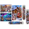 Luneko Piccoli puzzle per adulti, mini micro pezzi, 15 x 10 cm, confezione | Piccoli Puzzle A Tema di Natale Babbo Natale Pupazzo di Neve Formato Viaggio Miniatura 150 Pezzi Micro