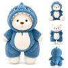 HOVCEH Orsacchiotto Peluche, 30cm Orsetto di Peluche da Vestire, Blu | Morbido e Soffice Orso Peluche, Design a Forma di Squalo Teddy Bear per Compleanni, Natale, San Valentino