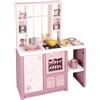 Smoby Loft cucina giochi Fleur - cucina per bambini in stile moderno loft con piano cottura, forno, frigorifero e 27 accessori, per bambini dai 3 anni in su