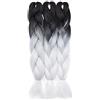 SEGO 60cm 24 Extension Treccine Capelli Finti Treccia Fibre Lunga Braids Extension Hair 100g/PZ, Confezione da 3, Nero ombre Bianco