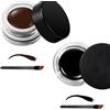 JAWUZ 2 Pezzi Gel Eyeliner, Eyeliner in a Lunga Durata Impermeabile, Pigmenti Ad Alta Intensità Trucco Per Prova Di Sbavature,waterproof Con Pennelli E , Marrone, Crema, Nero