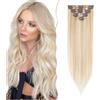 SEGO Extension Clip Capelli Veri 8 Fasce Singole - 100% Remy Human Hair Lisci Lunghi Parrucca Donna 30 cm #18P613 Biondo Cenere mix Biondo Chiarissimo