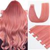 HotLulana Extension Adesive Capelli Veri Pink Tape in Extension Natua Nero Remy Estension Adesive Capelli Naturali al 100% 10pcs 25g Extension Capelli Veri Biadesivo 20Pollici (50cm)